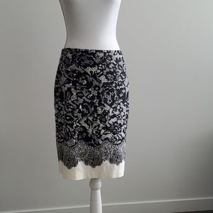 Ann Taylor ivory and black pencil skirt